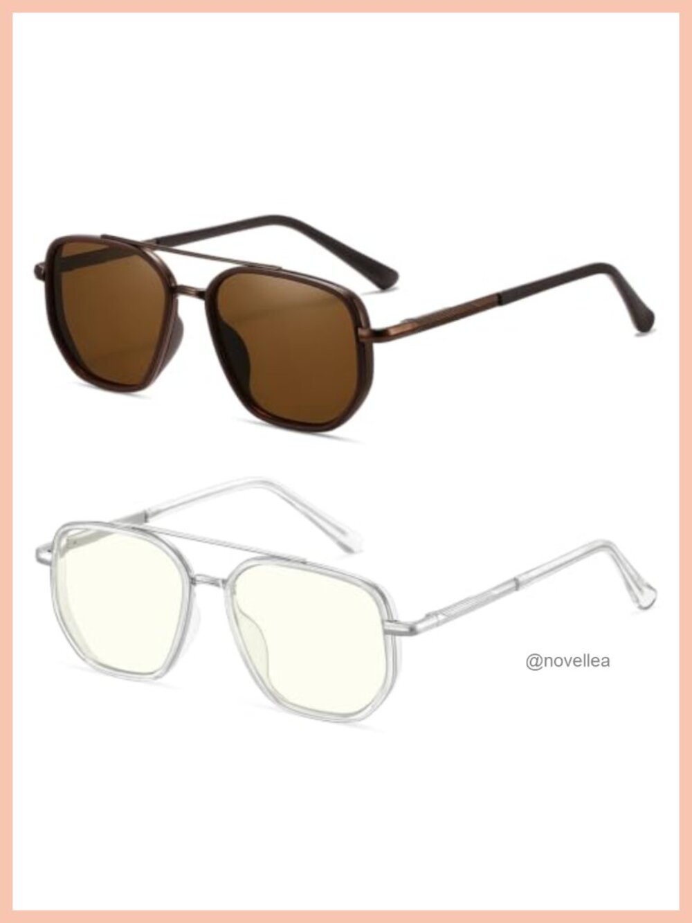 Polarized Aviator Sunglasses with Blue Light Glasses Set UV400